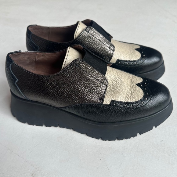 Wonders Salva Black Multi Platform Wingtip Loafers - Picture 2 of 6